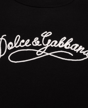 Dolce&Gabbana Children's black T-shirt with embroidered logo L5JTNKG7PYF26