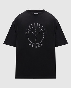 Vetements Black T-shirt with print MH27TR189Bm