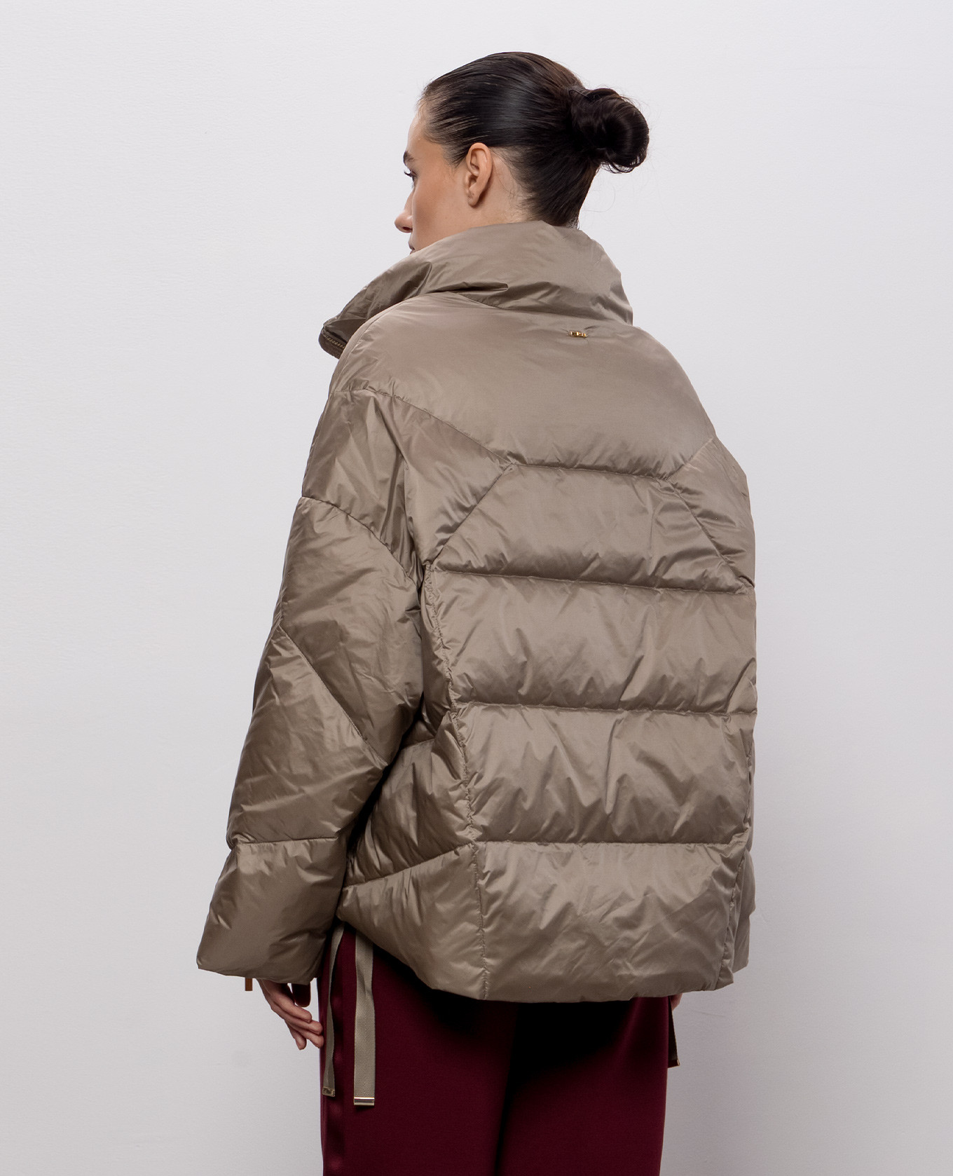 Khaki down jacket Twinset 4