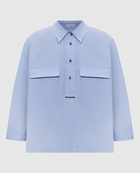 Brunello Cucinelli Blue shirt with a monil chain MH772NA905