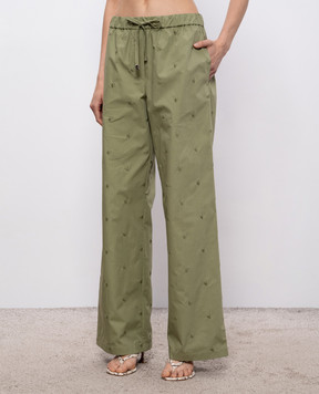 The Attico Khaki pants with embroidered emblem 260WCP00263CCC104MA