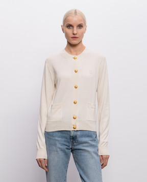 Balmain Beige cardigan with silk GF0KL280KJ53