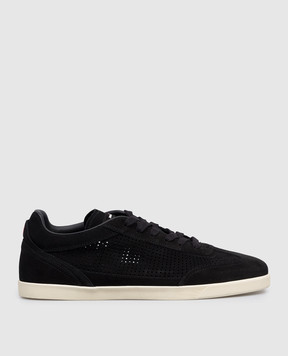 Kiton Black suede sneakers with perforations USSA397N01382