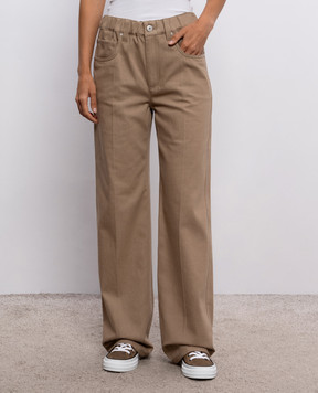 Brunello Cucinelli Beige jeans with a monil chain MP134P4108