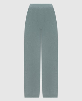 Fabiana Filippi Turquoise wool, silk and cashmere pants with sequins PAD216F391D296