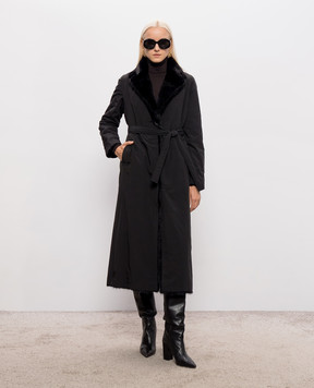 Simonetta Ravizza Black reversible fur coat Mila 125 R with mink fur F06CO209M5AR