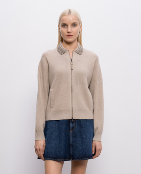 Brunello Cucinelli Beige cardigan made of wool, cashmere and silk M16232406