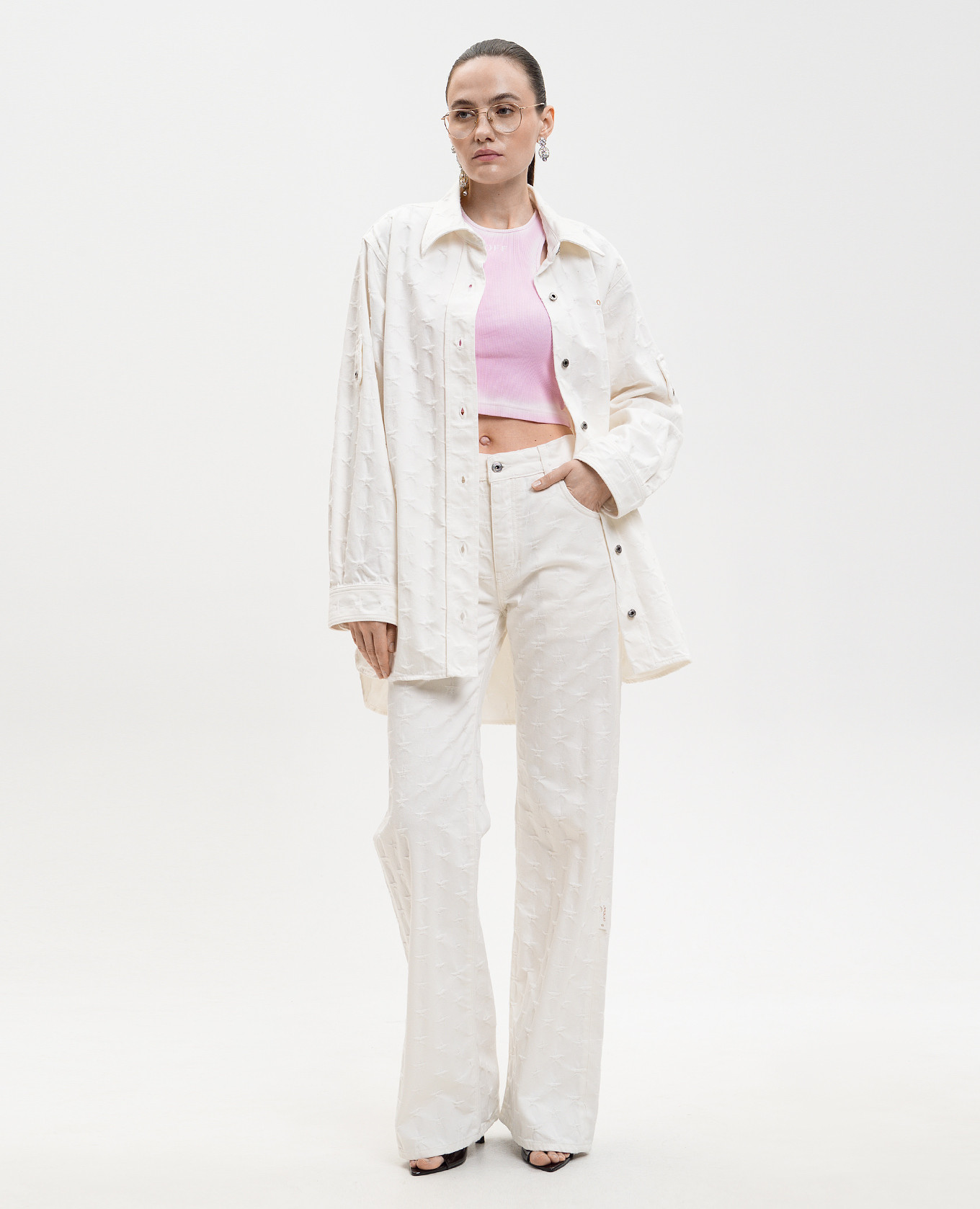 

Pink Spray top with logo print Off-White