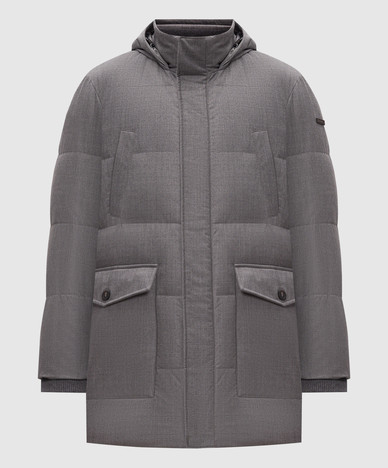 Gray down jacket with wool