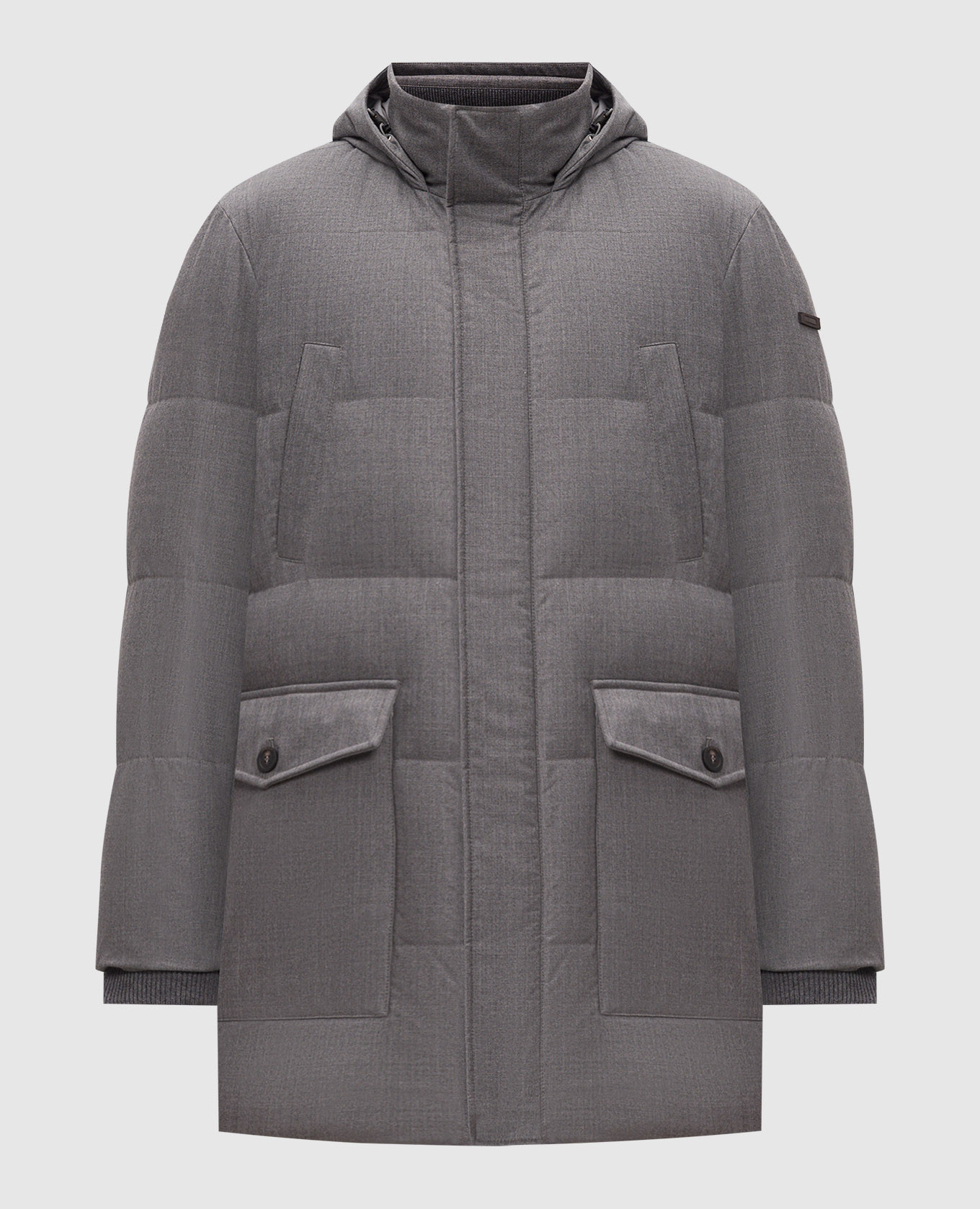 Gray down jacket with wool