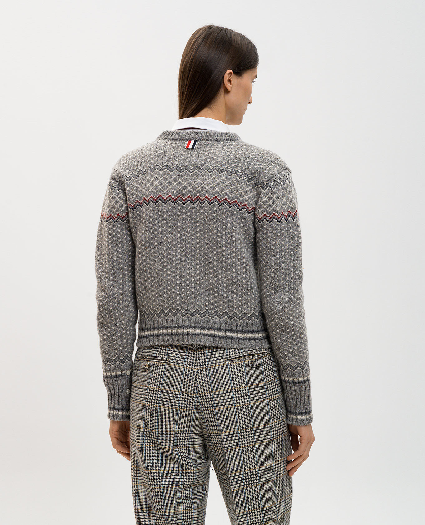 

Grey wool cardigan with jacquard pattern Thom Browne