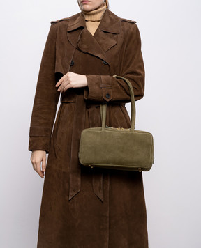 Christian Villa Khaki suede bowler bag 06405