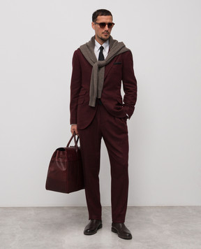 Brunello Cucinelli Burgundy wool and cashmere suit MV417LDWM
