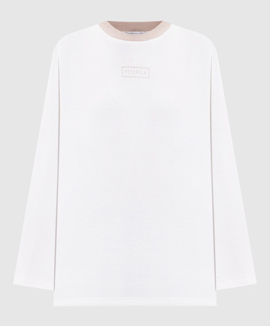 Ivory long-sleeve shirt with logo print
