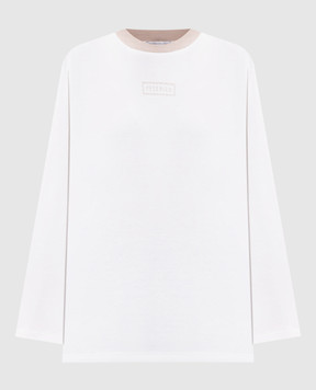 Peserico Ivory long-sleeve shirt with logo print S06459J0Q1A5635