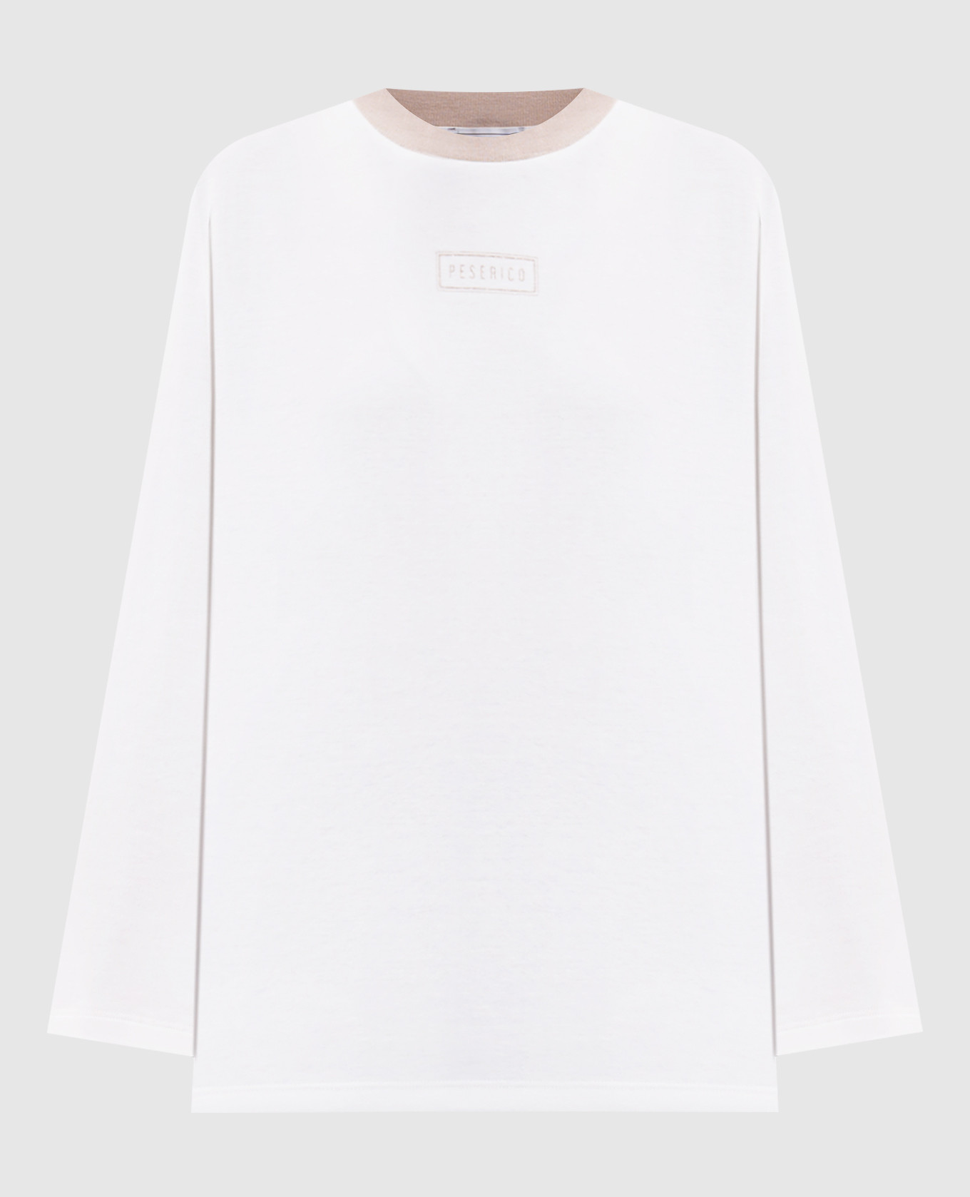 Ivory long-sleeve shirt with logo print Peserico