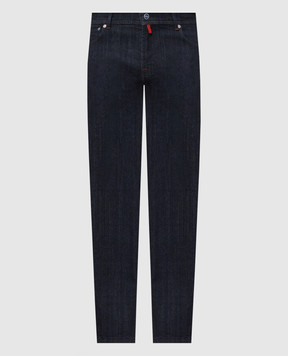 Kiton Blue jeans with logo patch UPNJSK0113H