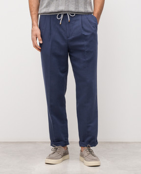Brunello Cucinelli Blue linen pants MH255E1710