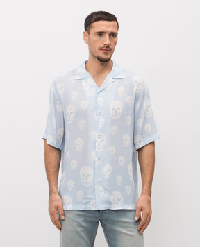 Alexander McQueen Blue printed shirt 847304QRACU