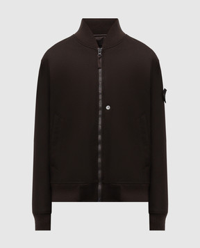 Stone Island Brown bomber jacket with wool K2S154100102S0F18