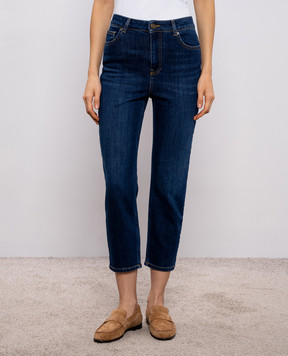Twinset Blue cropped jeans with logo patch 261TP2690