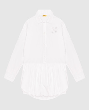 Off-White Children's white shirt dress with crystal emblem 44GDB06NF26F001