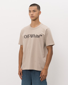 Off-White Beige T-shirt with textured logo 44MAA16MF26J005