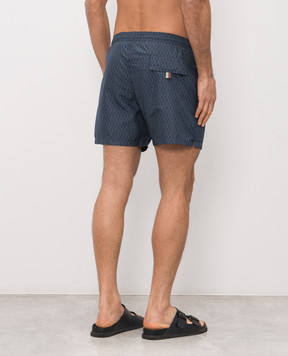 Canali Blue swim shorts with branded print UA0010193024