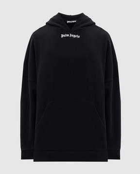 Palm Angels Black hoodie with contrast logo PMBB036S26FLE001