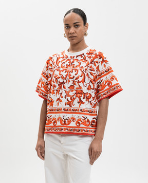 Dolce&Gabbana White straight-cut T-shirt with branded print F8U10TGDDT5