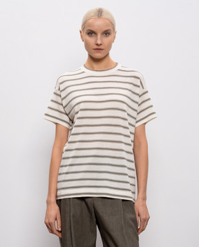 Brunello Cucinelli White wool and cashmere T-shirt M14854100