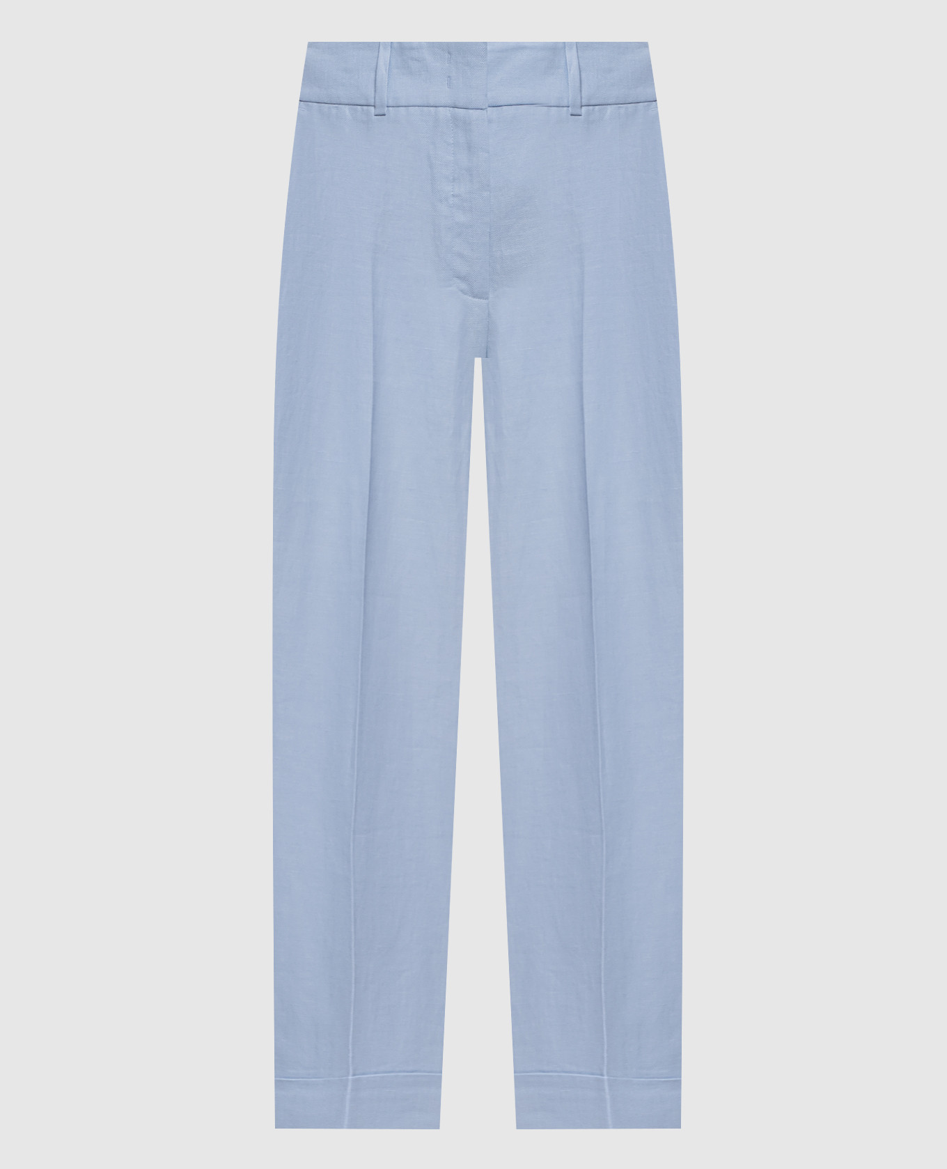 Blue linen trousers with lapels