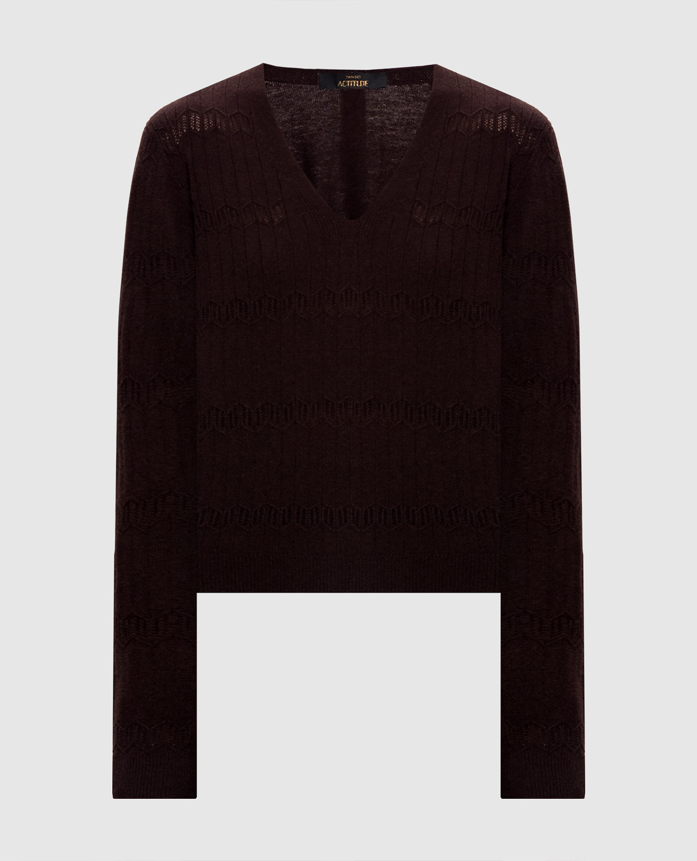 Brown wool pullover with pattern