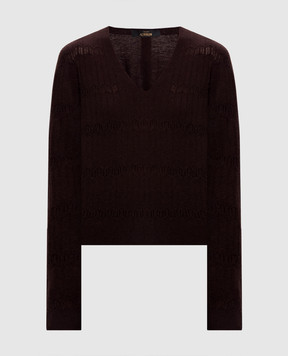 Twinset Brown wool pullover with pattern 262AP3021