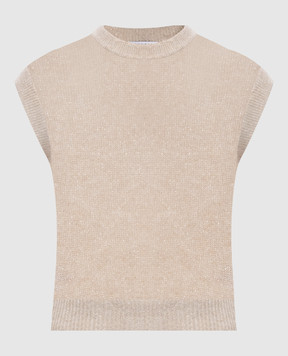 Brunello Cucinelli Beige knitted top with wool MBG775530