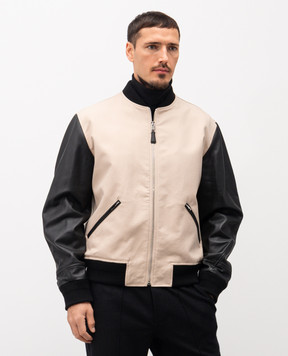 Givenchy Beige logo combination bomber jacket BM01DZ6Y45