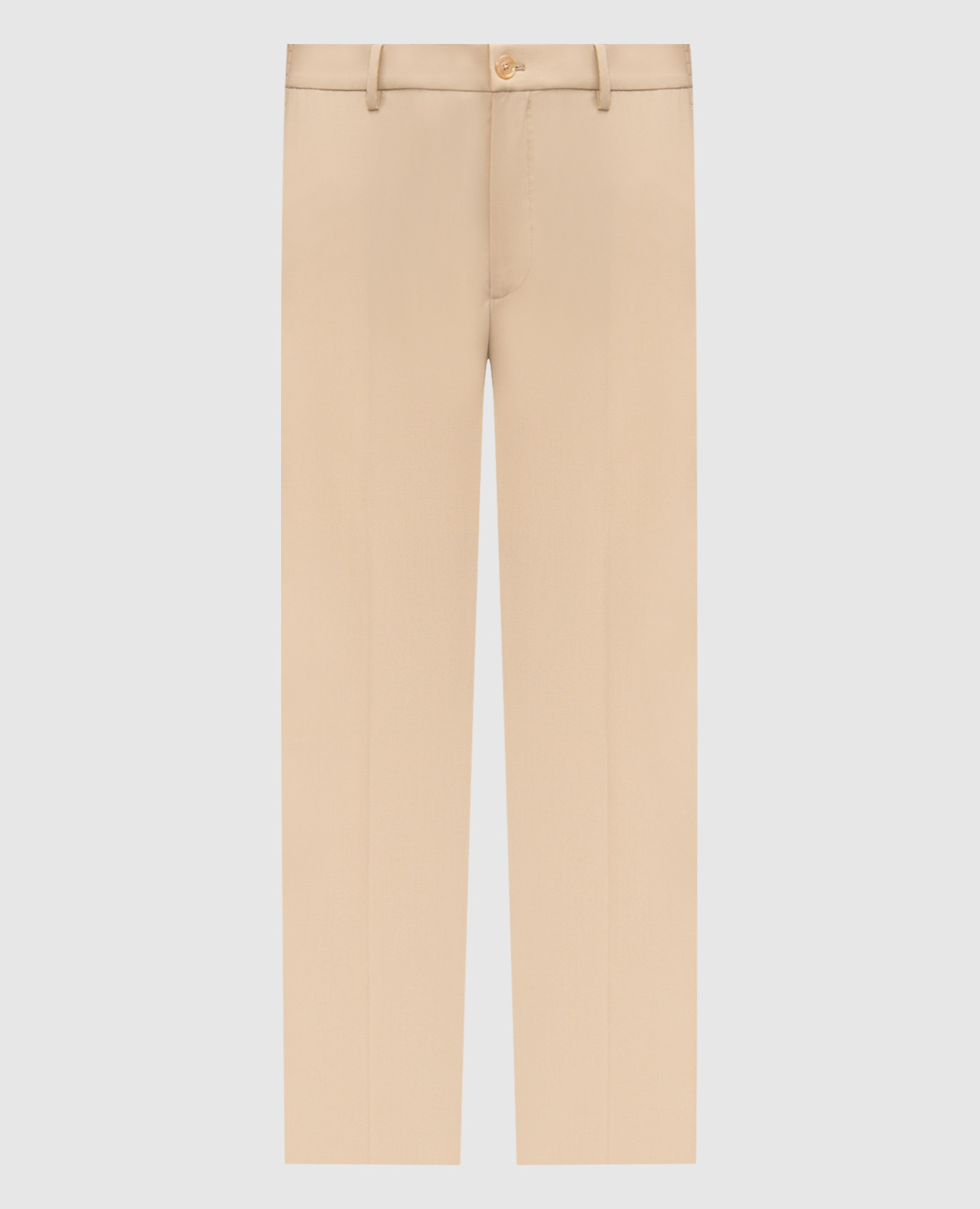 Beige wool trousers with logo