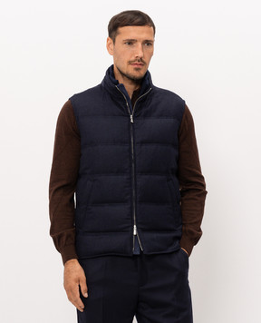 Enrico Mandelli Blue wool and cashmere down vest 4T772A5804
