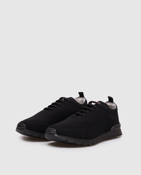 Kiton Black sneakers with contrast logo embroidery USSFITBN00847