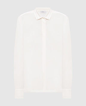Peserico White silk blouse with monil chain A0688207325