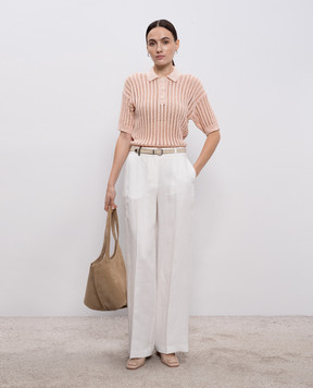 Peserico White linen pants with patch A0433502606