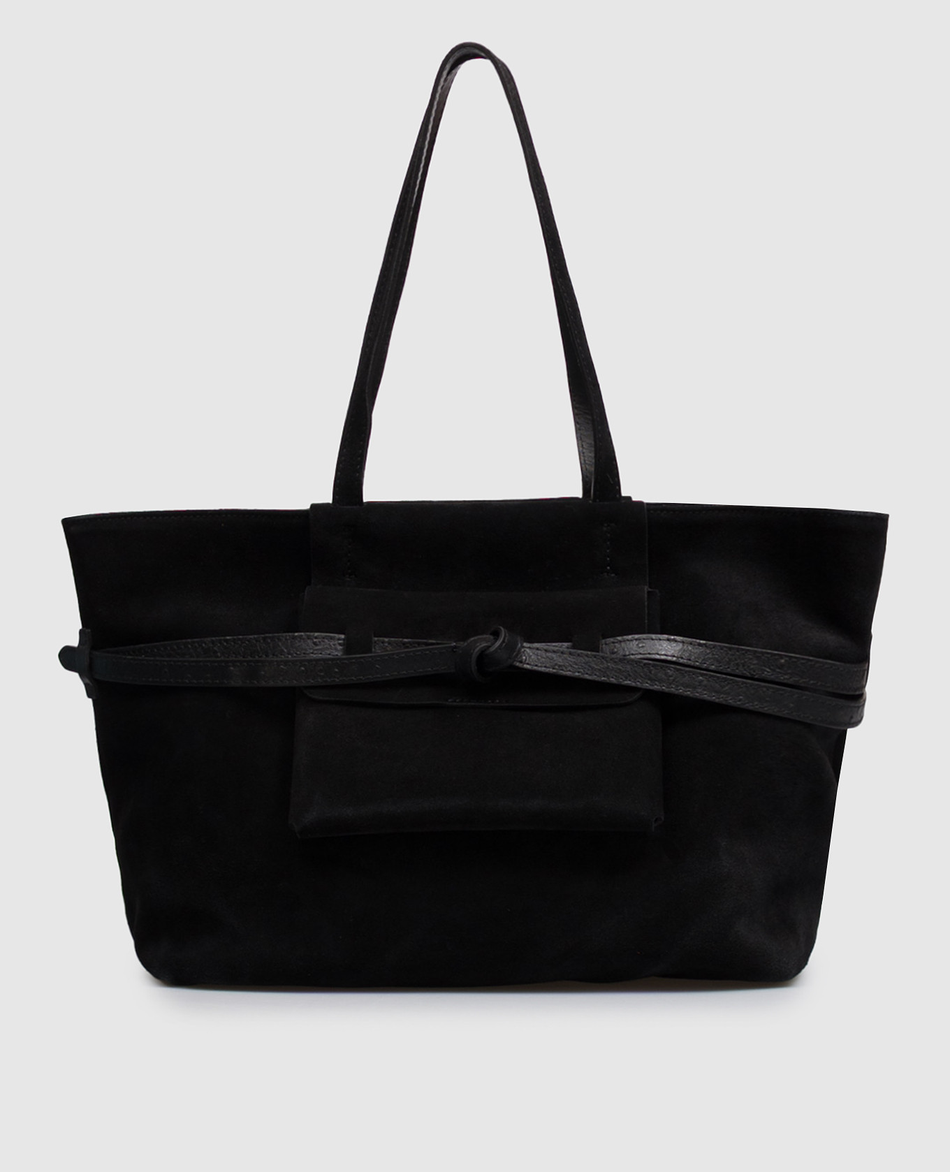 Black suede tote bag