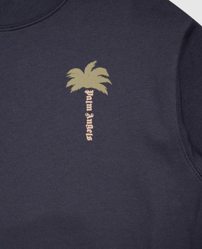 Palm Angels Children's blue sweatshirt with logo print F6PAJBSW119