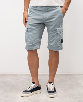 C.P. Company Blue cargo shorts with patch MBE746A005694G