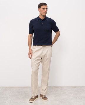 Morgano Blue polo shirt with pattern 3071807