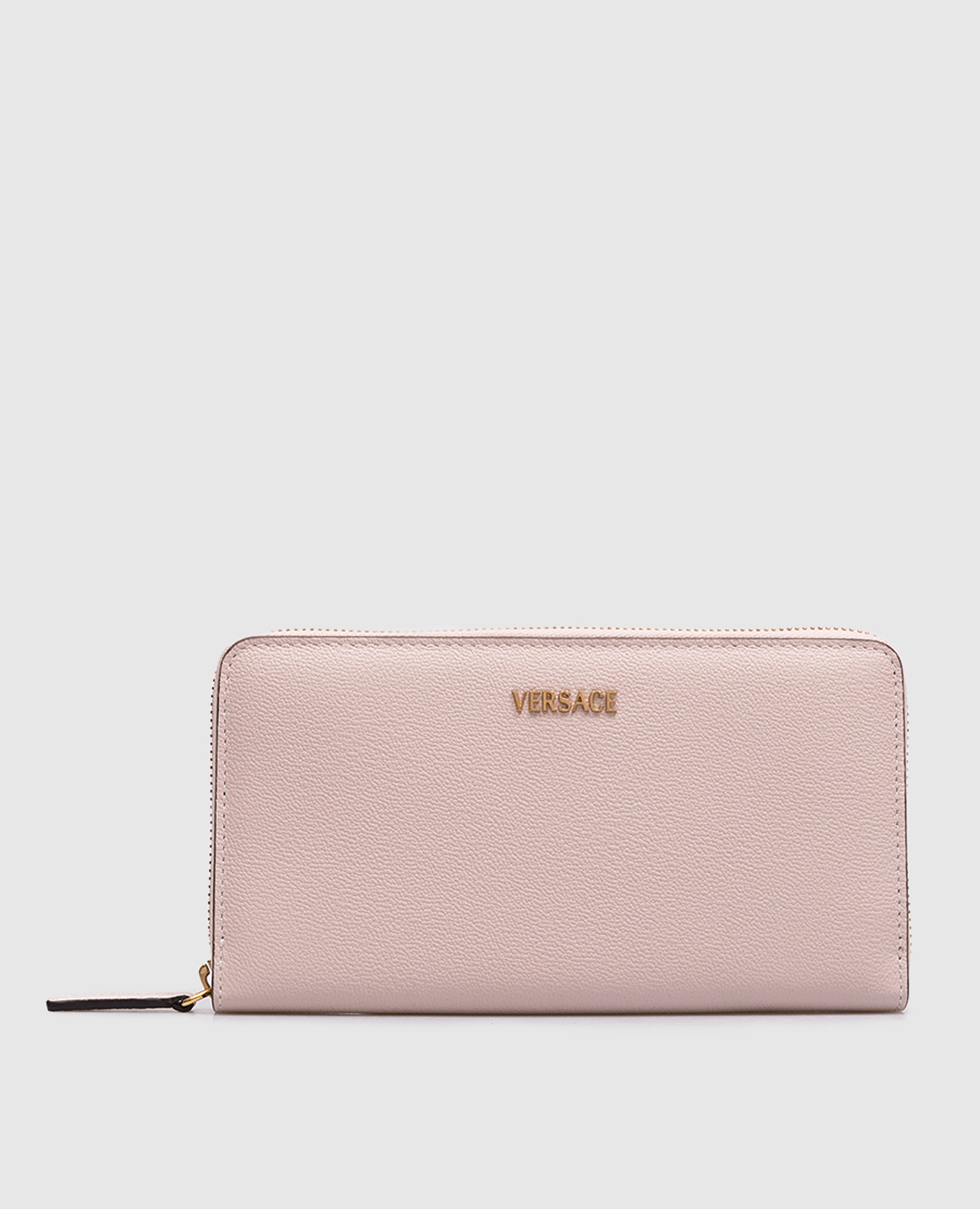 

Pink leather wallet with logo Versace