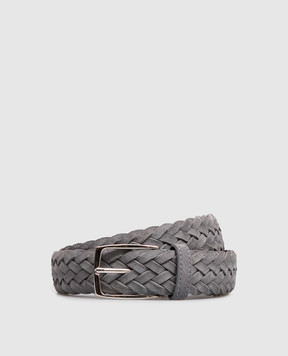 ISAIA Grey suede belt with weaving FB0047PLF40