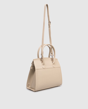 Gianni Notaro Beige leather satchel bag with pendant 253DOLLARONIKEL