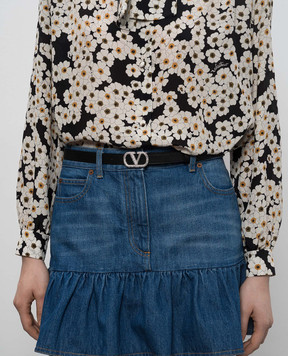 Valentino Black leather VLogo belt with crystals 8W2T0SM7DHQ