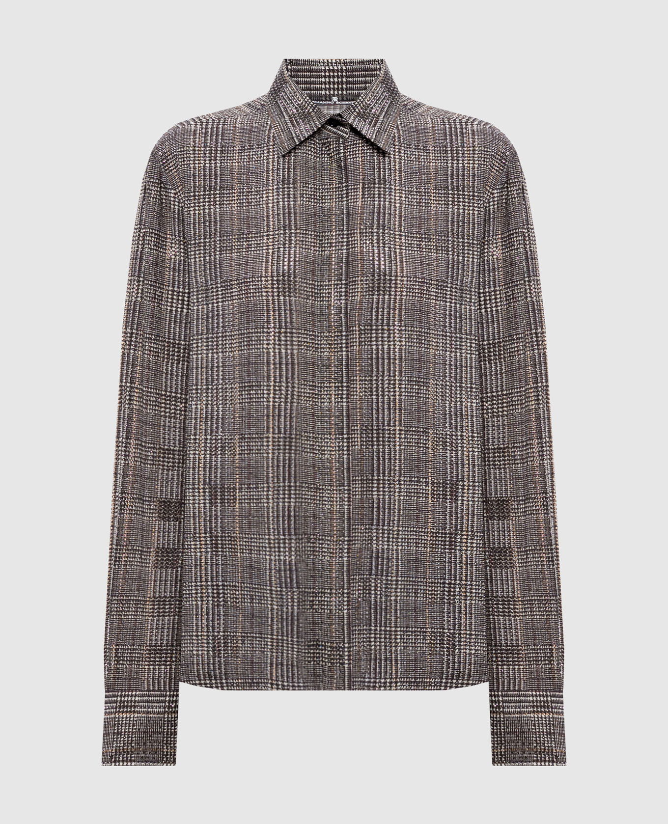 Gray checked blouse with crystals